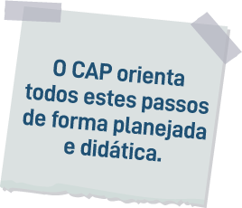 O CAP orienta todos estes passos de forma planejada e didática